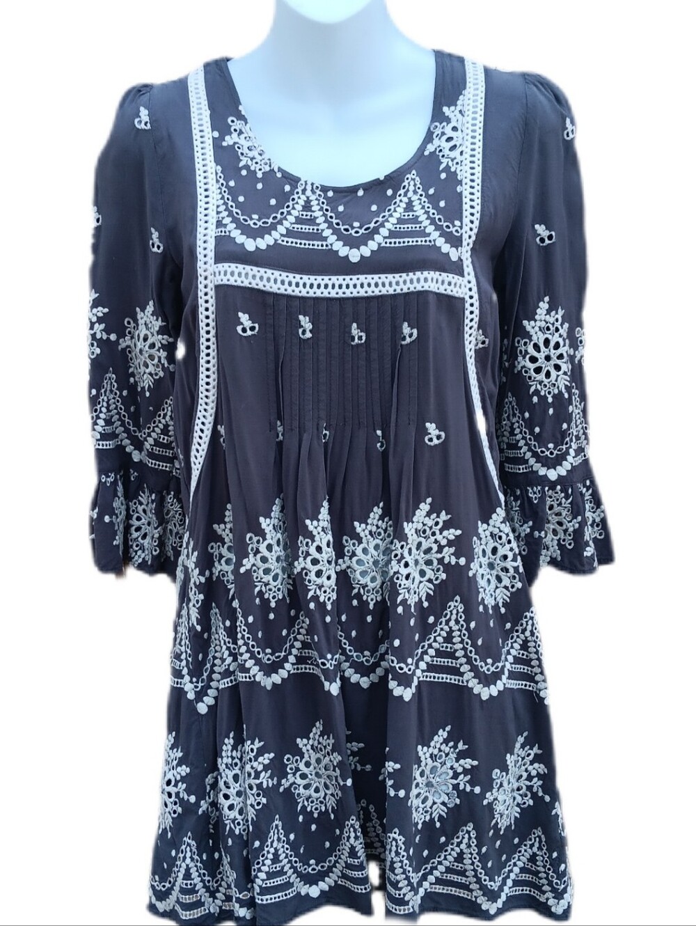 Sundance Mini Dress/Tunic Gray and White Size S